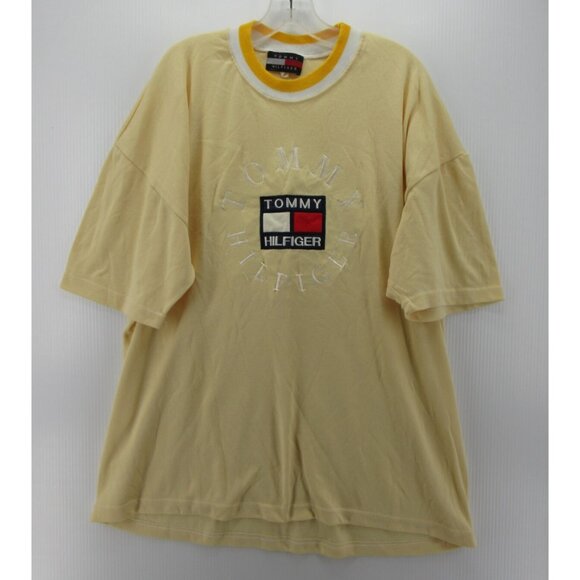 VINTAGE Tommy Hilfiger Shirt One Spell Out Tee Logo Baggy * - Picture 1 of 12